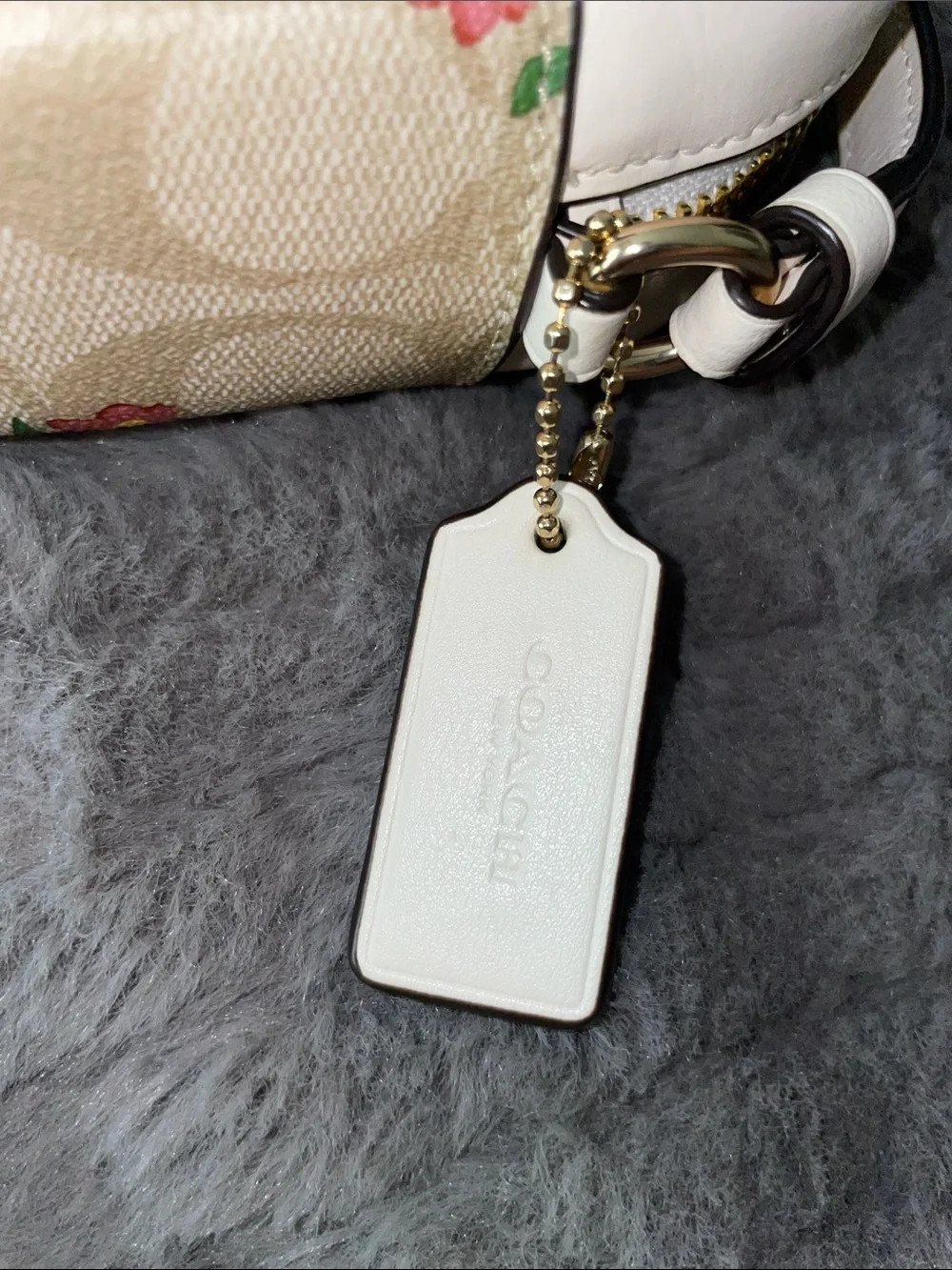 Coach Neutral Floral Signature Crossbody with White Trim
